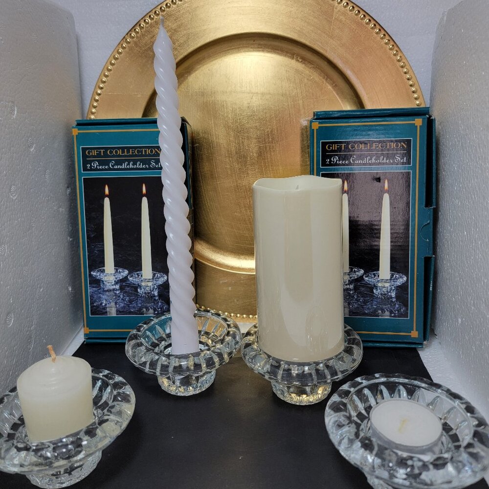 Vintage Crystal Candleholder Sets - 2 Sets